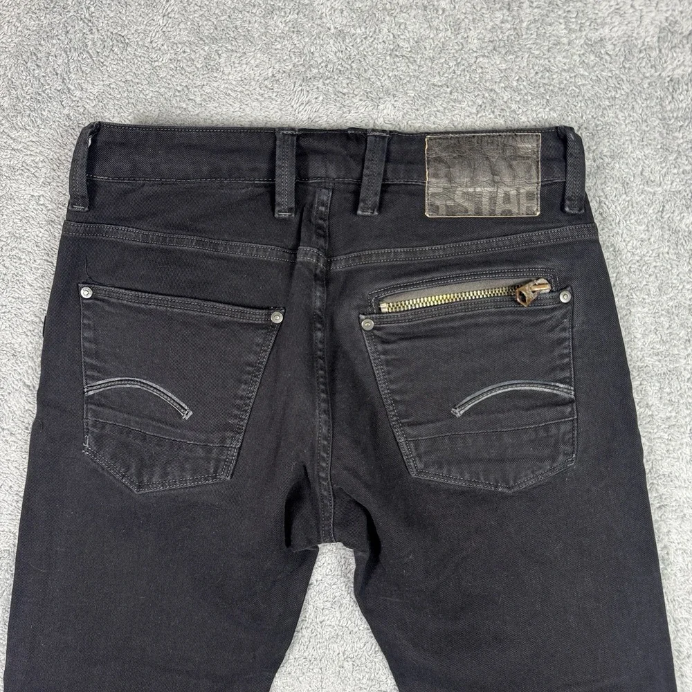 G Star Raw Jeans Mens 30x30 Attacc Slim Straight Button Fly $190 Black Designer